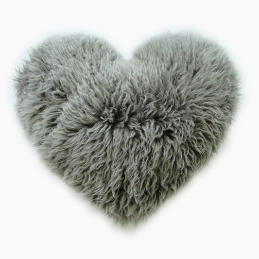 Curly Long Wool Double Sided Heart Cushion