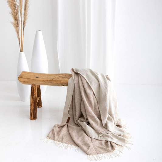 Avalon Linen and Wool Throw by HUXFORD GROVE